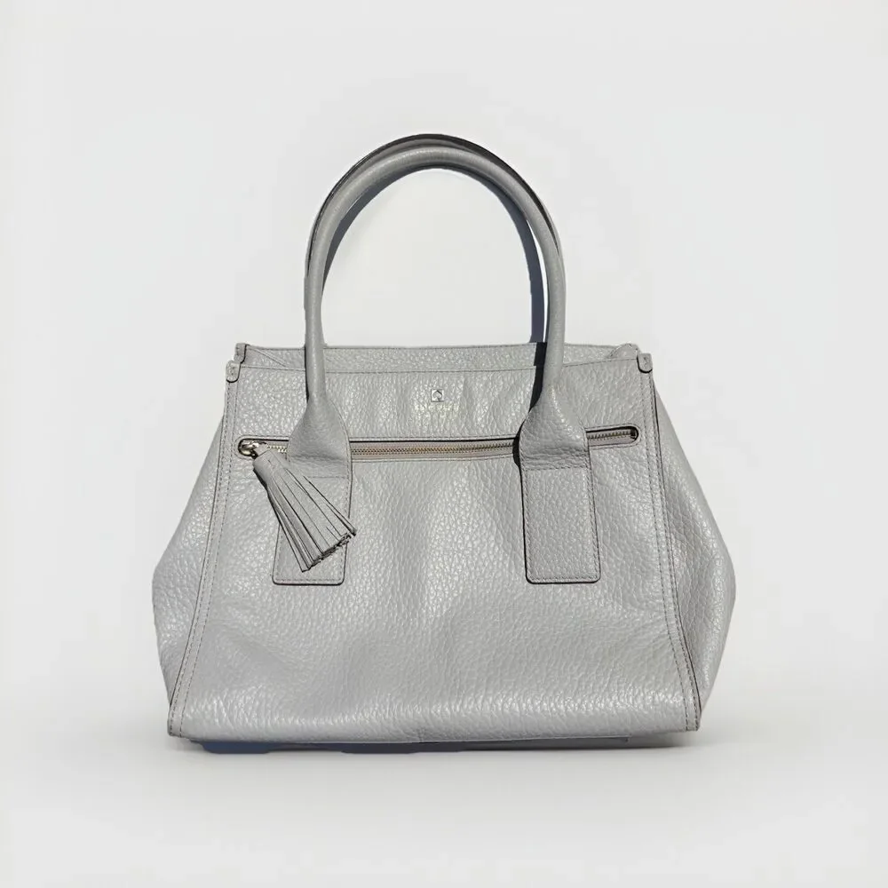 Kate Spade Southport Avenue Gray Pebbled Leather Satchel Tote Top Handle Bag